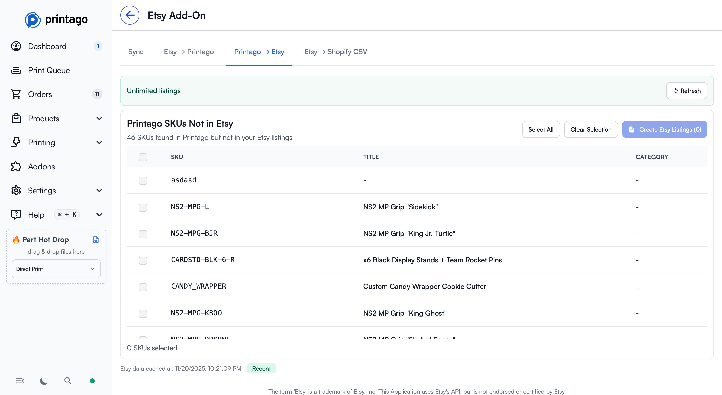 Printago to Etsy Tab