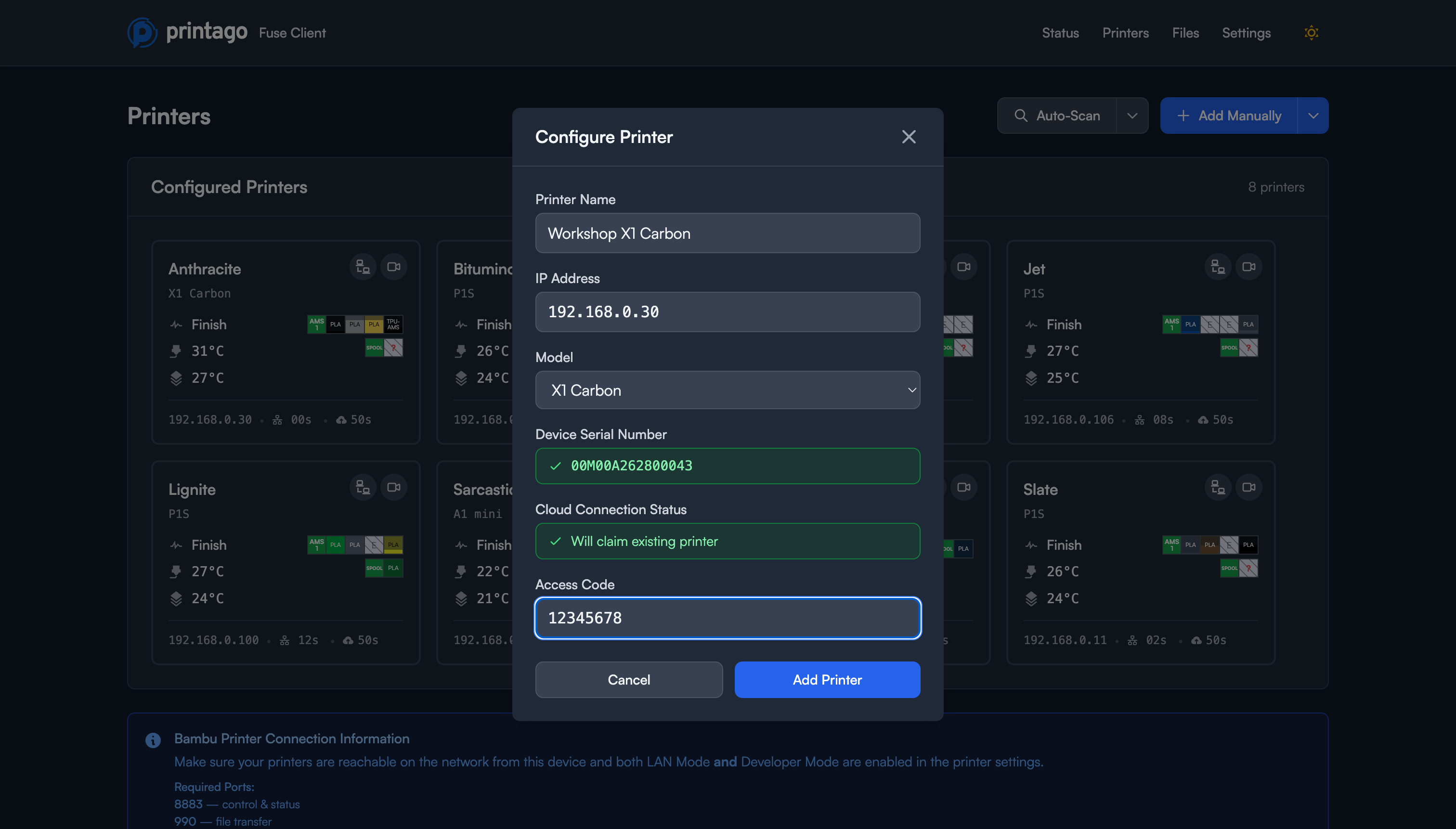 Manual Printer Configuration