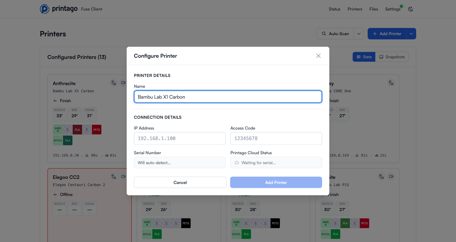 Configure Printer details