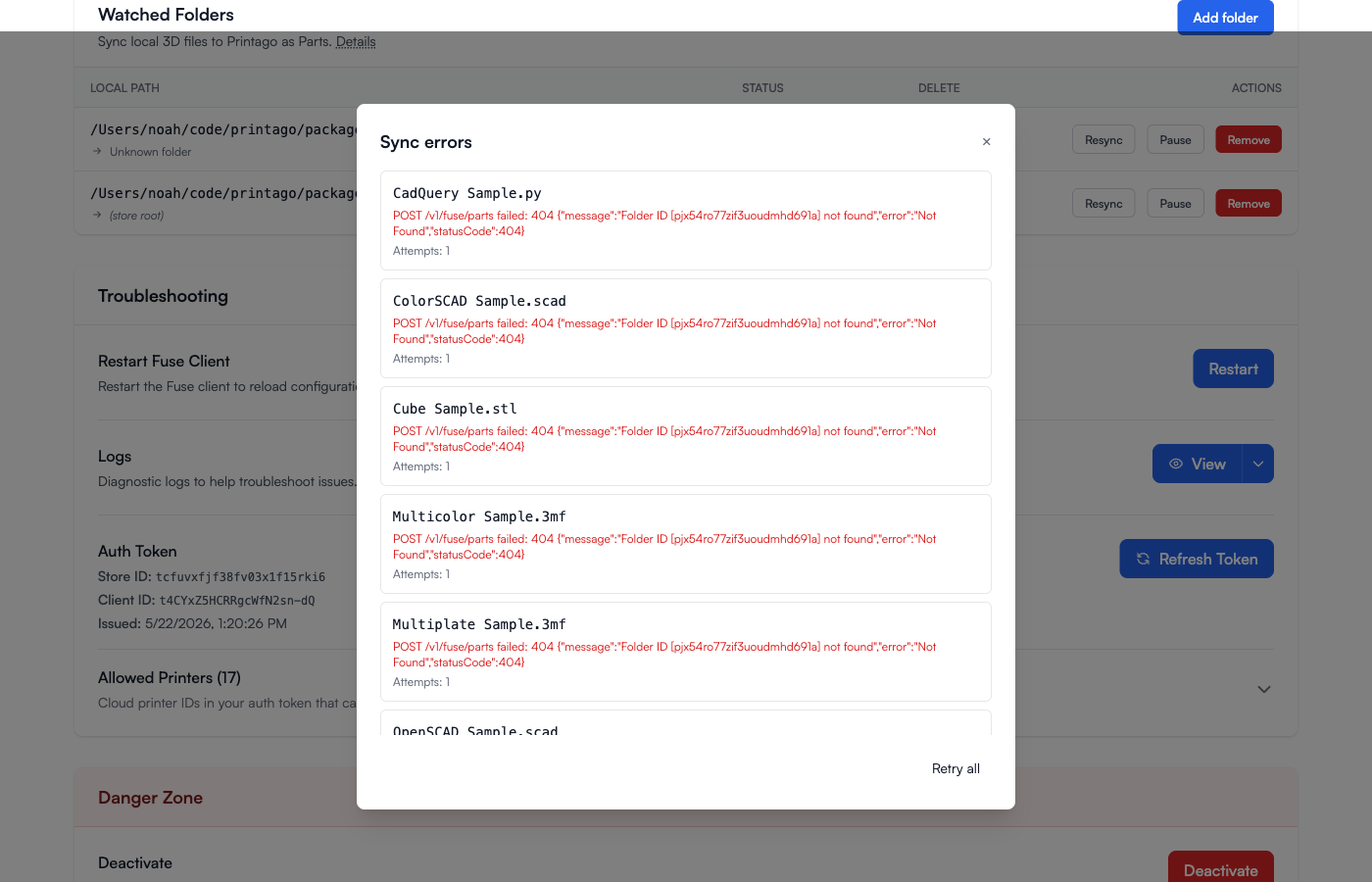 Sync Errors Drawer