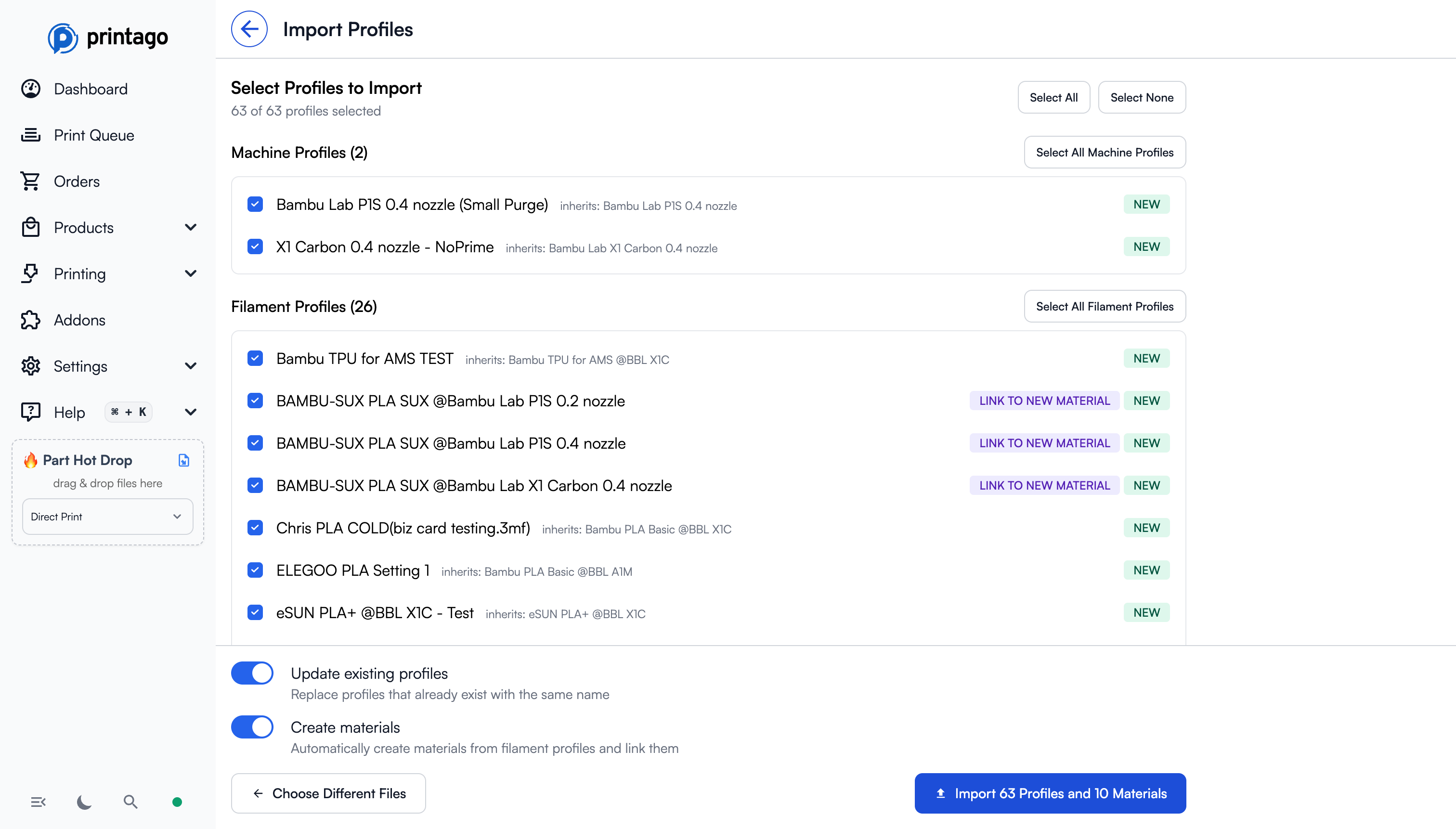 Profile Selection Step