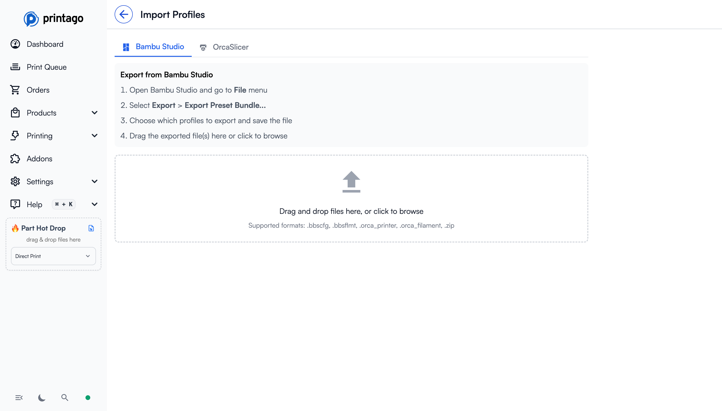Profile Import - Upload Step