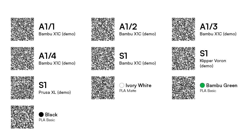 Print sheet with slot and filament tags