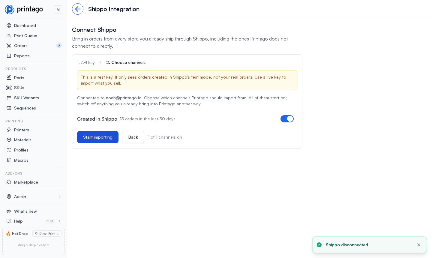 Choosing which Shippo channels to import