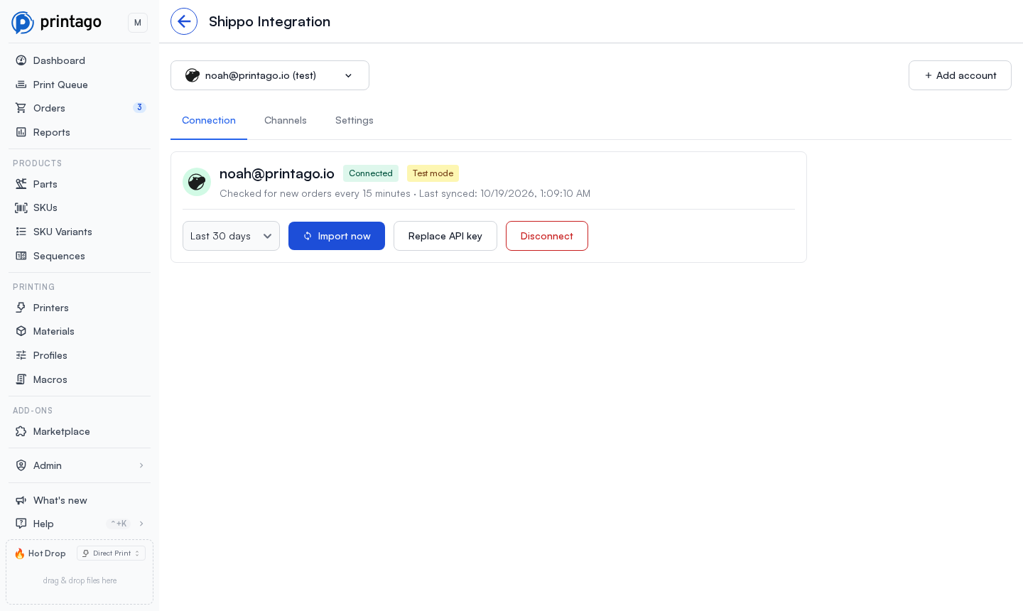 Shippo Connection tab