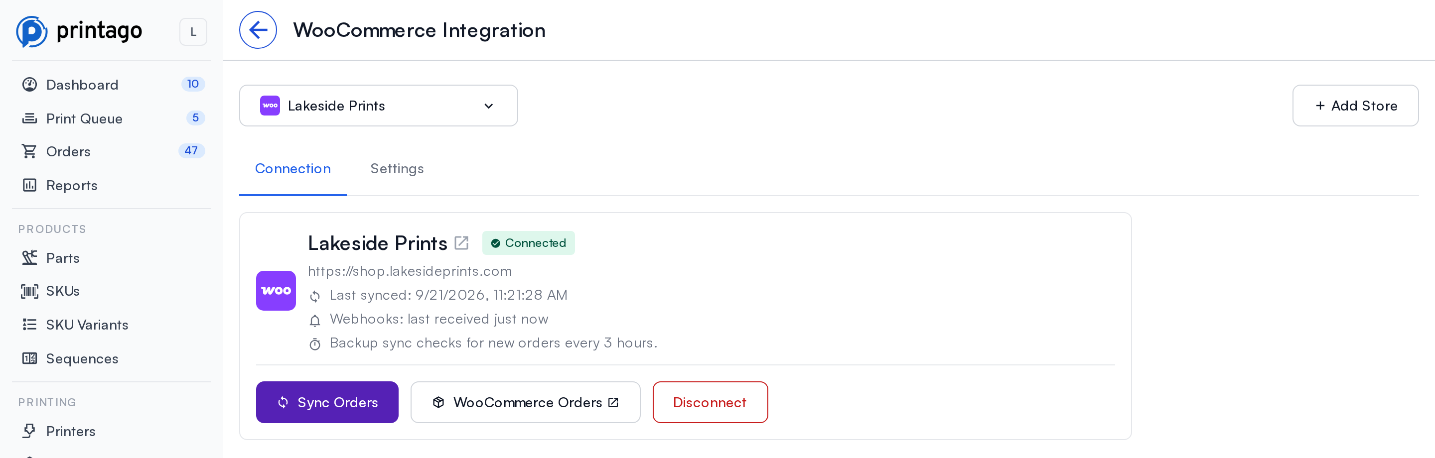 WooCommerce Connection tab