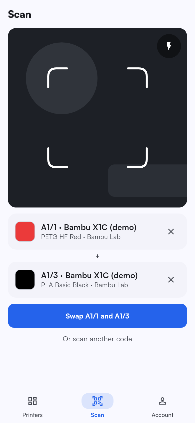 Two assigned slots scanned together, with Swap as the main button
