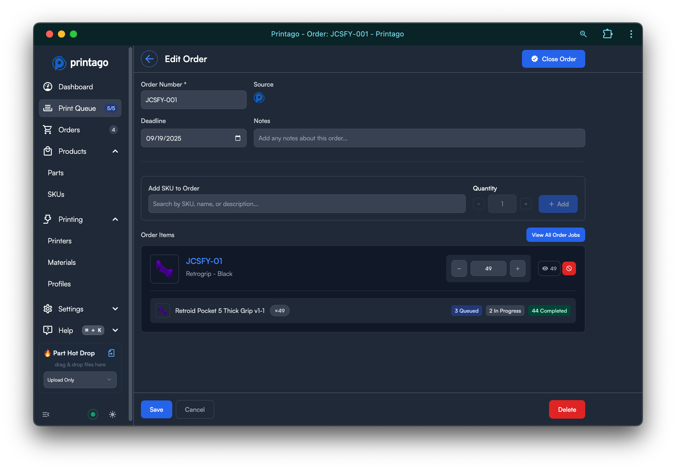 Create Order Page