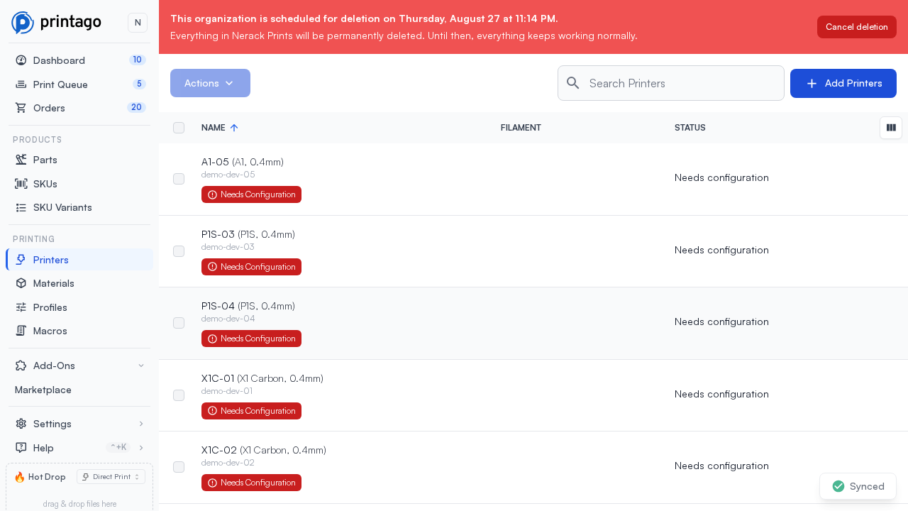 The scheduled deletion banner across the top of the app