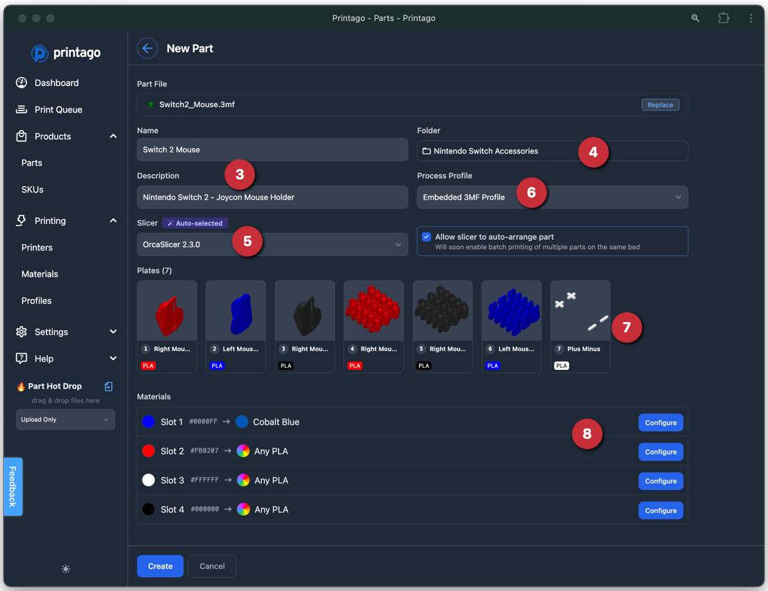 Part Creation Screen