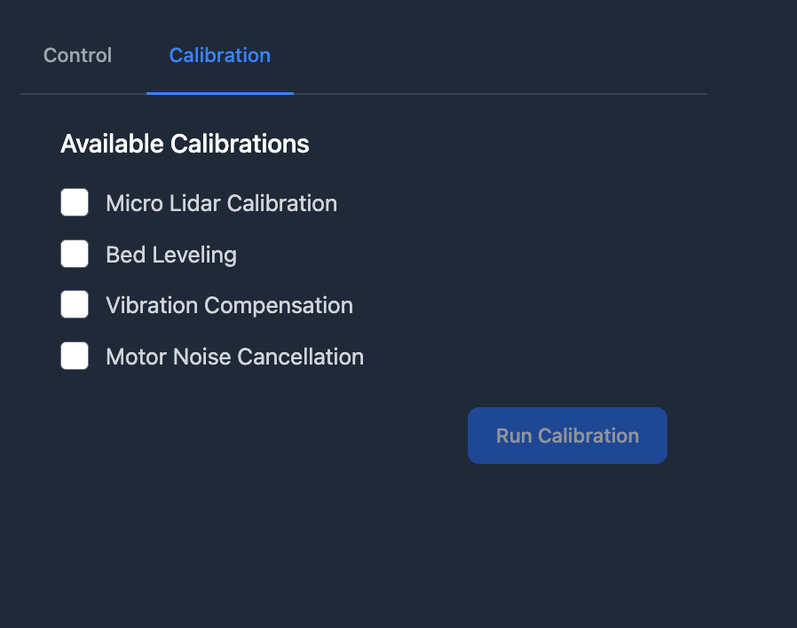 printer calibration options