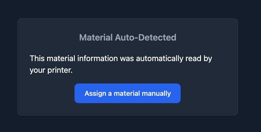 Manual material assignment override