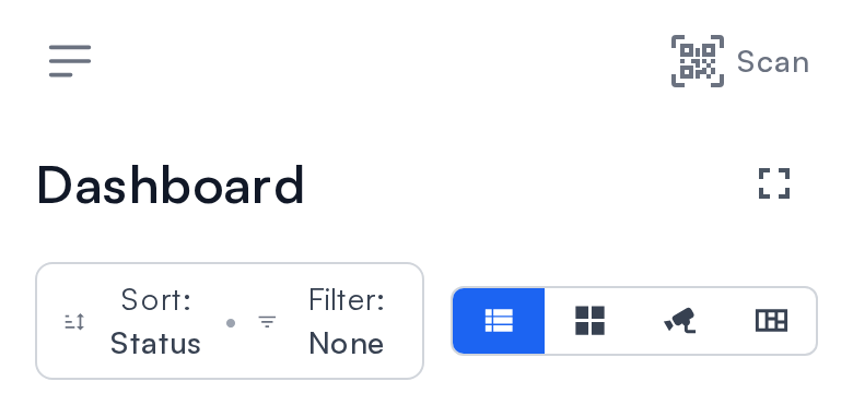 The Scan button at the top right of the dashboard on a phone