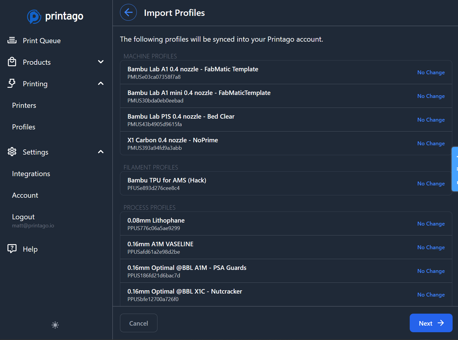 Slicing Profiles
